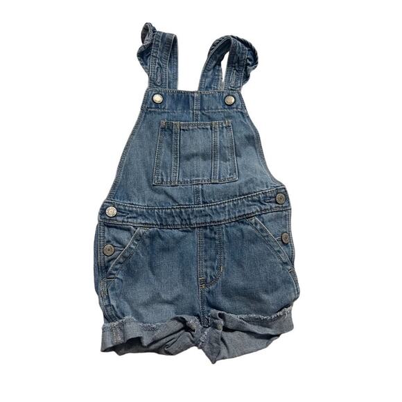Baby GAP Denim Short Overalls Infant Girls Size 18 - 24 months Excellent very ge - Picture 1 of 5